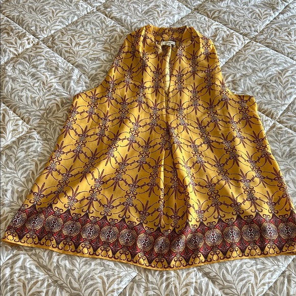 Max Studio Tops - Max Studio Mustard Yellow Printed Sleeveless Top